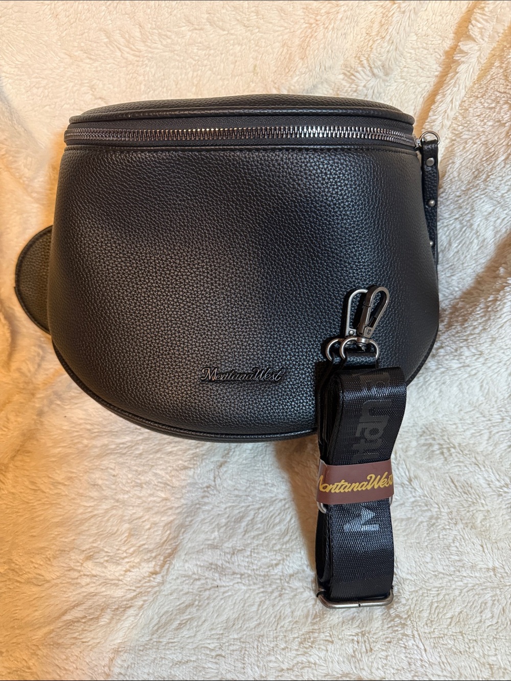 Montana West Black Pebbled Vegan Leather Sling Bag Crossbody with Coin Purse